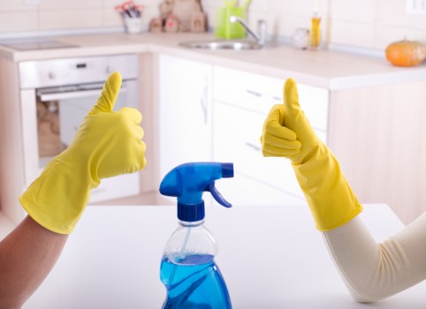 Local cleaner preparing shared access areas in Tooting
